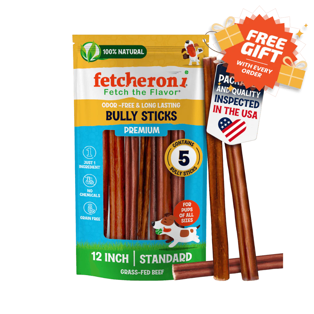 Fetcheroni Bully Sticks for Dogs (12" - 5 pack)