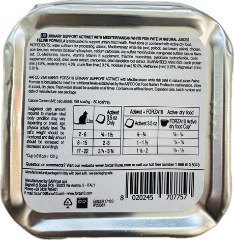 FORZA10 Wet Cat Food Urinary Support 3.5oz