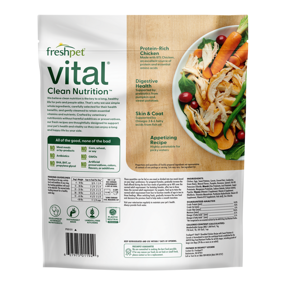 FreshPet Vital Cooked Refrigerated Dog Food Fresh Cuts Shredded Chicken Recipe