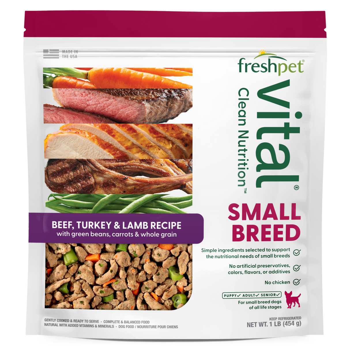 Freshpet Vital Beef, Turkey & Lamb Recipe Cooked Small Breed Dog Food (1lb)