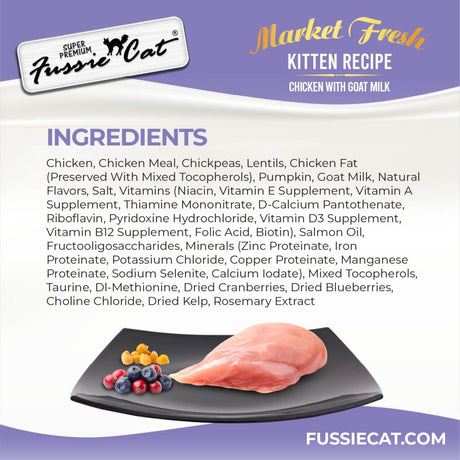 Fussie Cat Kitten Dry Food Market Fresh Chicken With Goat Milk 3.5lb