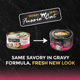 Atún/pescado marino Fussie Cat Black Label en salsa, 2,82 oz