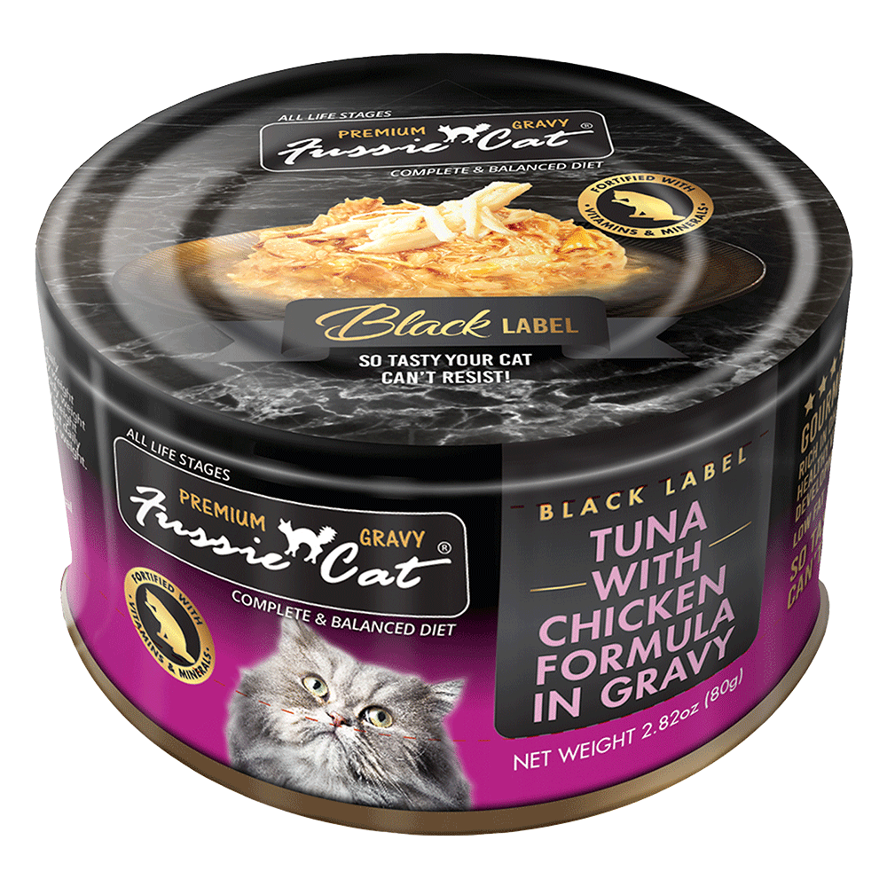 Fussie Cat Wet Food Black Label Tuna/Chicken in Gravy 2.82oz