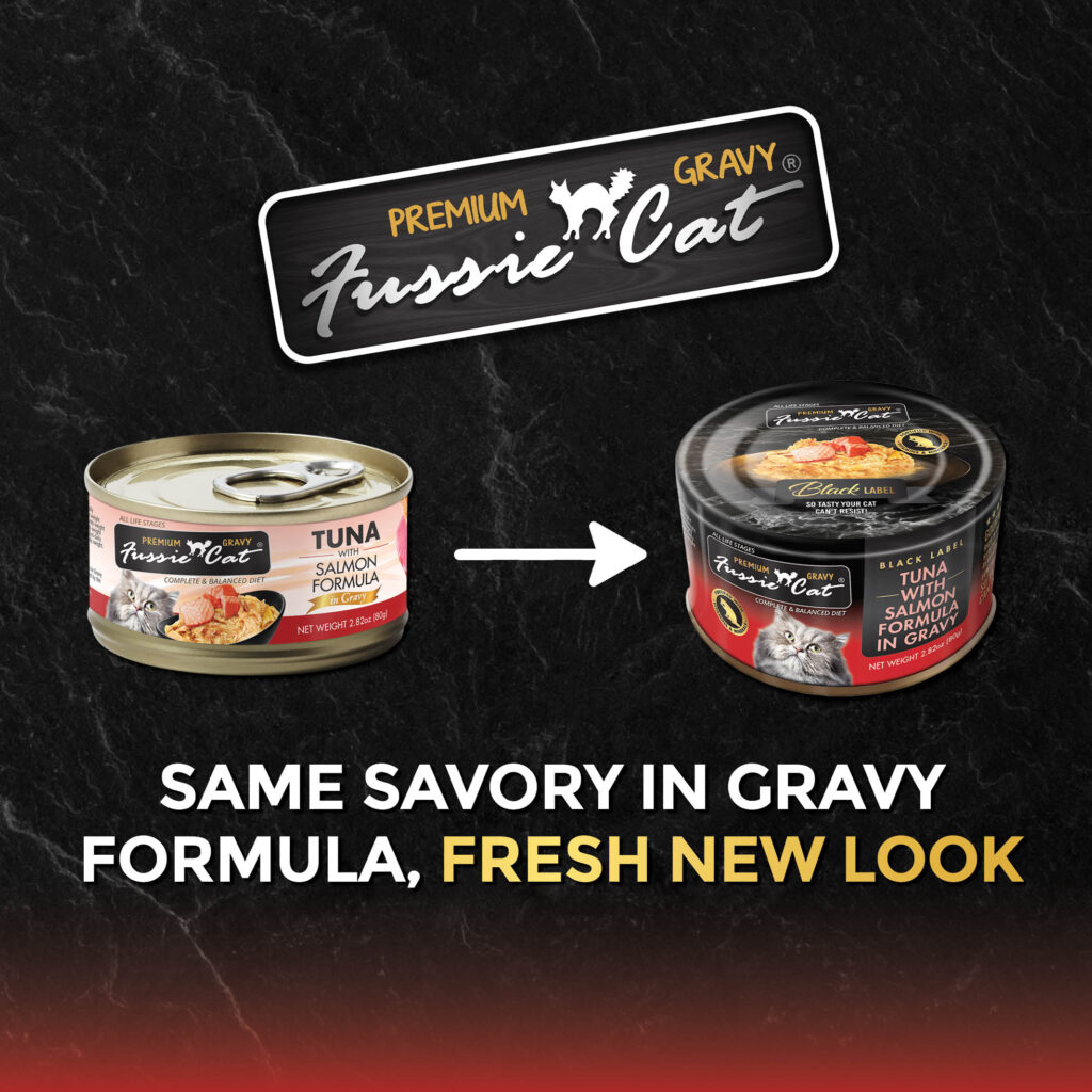Fussie Cat Wet Food Black Label Tuna & Salmon in Gravy 2.82oz