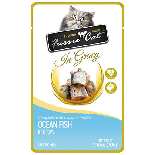 Fussie Cat Wet Food Pouch Ocean Fish In Gravy 2.47oz