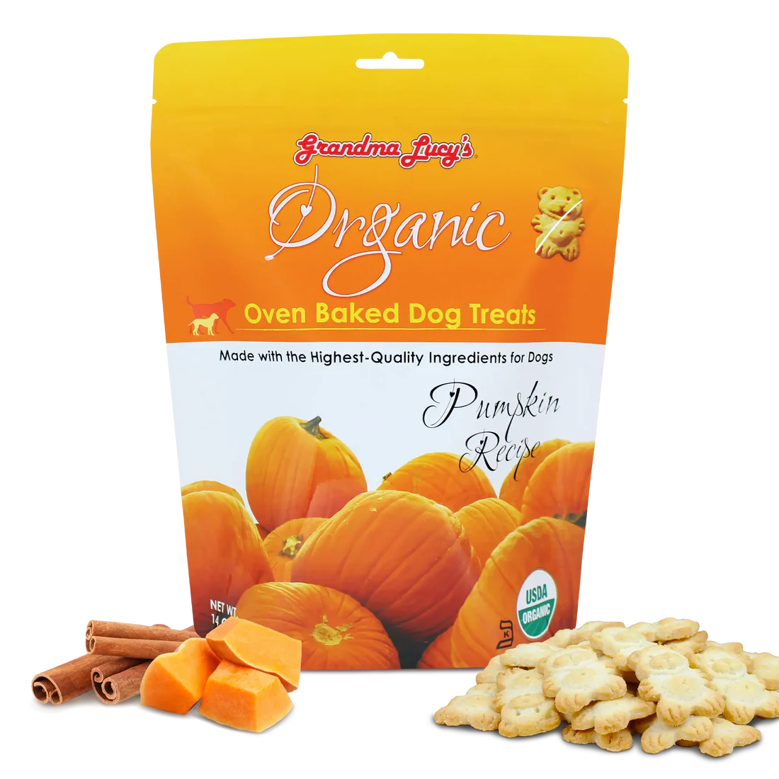 Grandma Lucy's Organic Pumpkin Baked Dog Treats (14oz Bag)