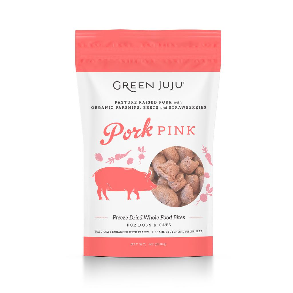 Green Juju Dog & Cat Food Freeze-Dried Pork Pink 3oz