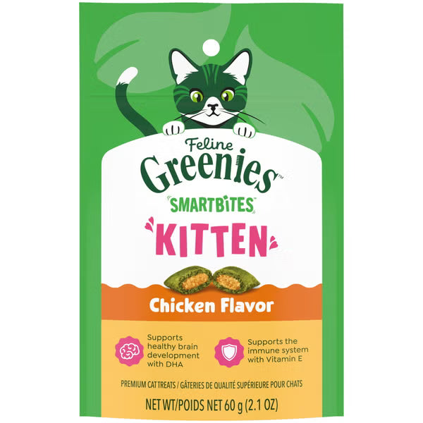 Greenies Feline Smartbites Chicken Flavor Kitten Treats (2.1oz bag)