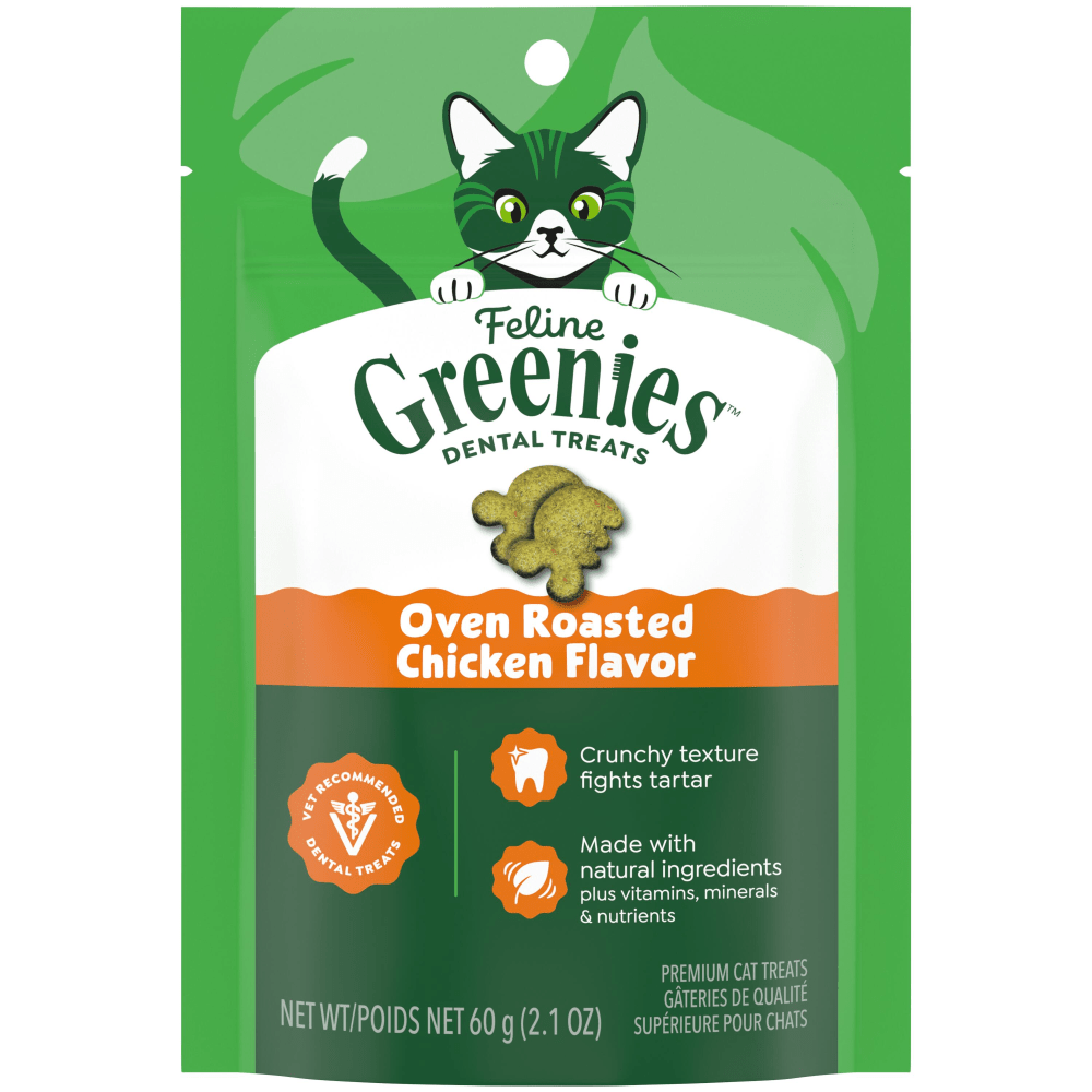 Golosinas dentales para gatos Greenies con sabor a pollo asado al horno