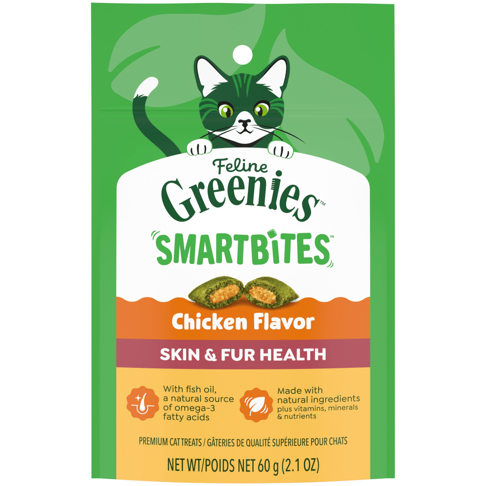 Golosinas para gatos Greenies SmartBites para la salud de la piel y el pelaje sabor pollo