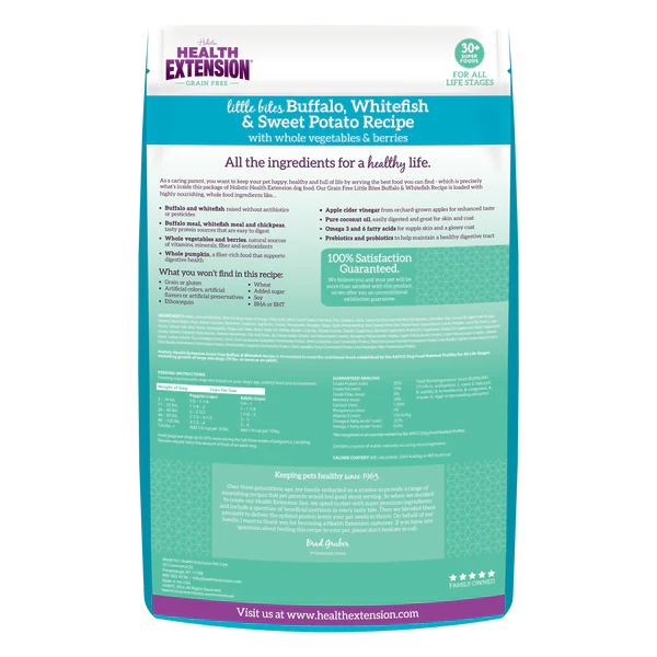 Health Extension Grain Free Buffalo, Whitefish & Sweet Potato Little Bites Recipe (3.5lb Bag)