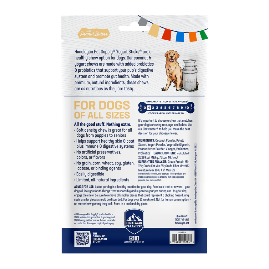Palitos de yogur con mantequilla de maní para perros de Himalayan Pet Supply