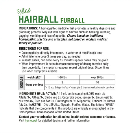 HomeoPet Feline Furball Medicine for Cats