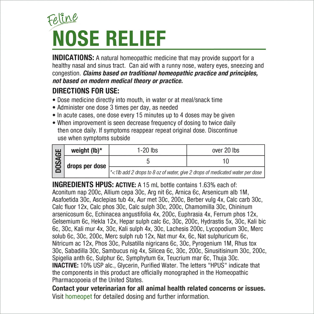 HomeoPet Feline Nose Relief