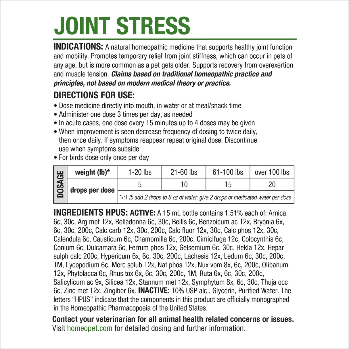 HomeoPet Joint Stress for Pets
