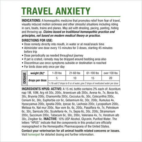 HomeoPet Travel Anxiety for Pets
