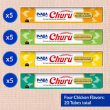 Tubos variados de pollo Inaba Churu, paquete de 20