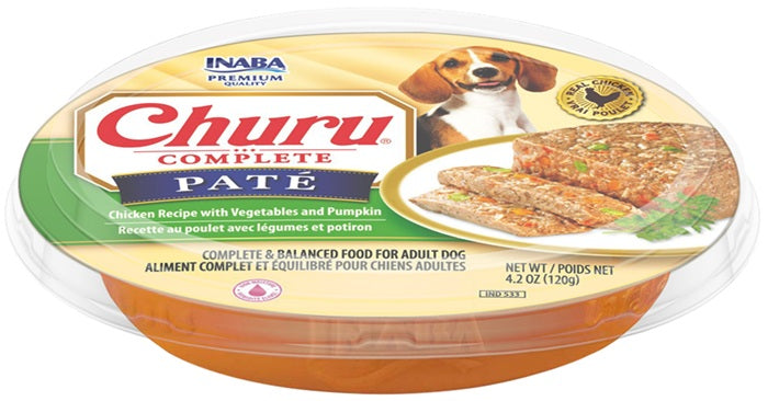Inaba Churu Complete Chicken With Vegetables & Pumpkin Pate Wet Dog Food (4.2oz tub)