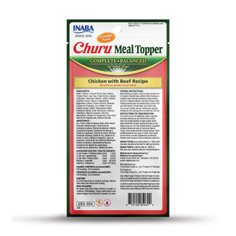 Inaba Churu Meal Topper Chicken With Beef Recipe Dog Topper (2oz, 4 pack)