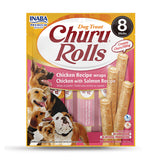 Inaba Dog Treat Churu Rolls Chicken Wraps Chicken & Salmon 8pk