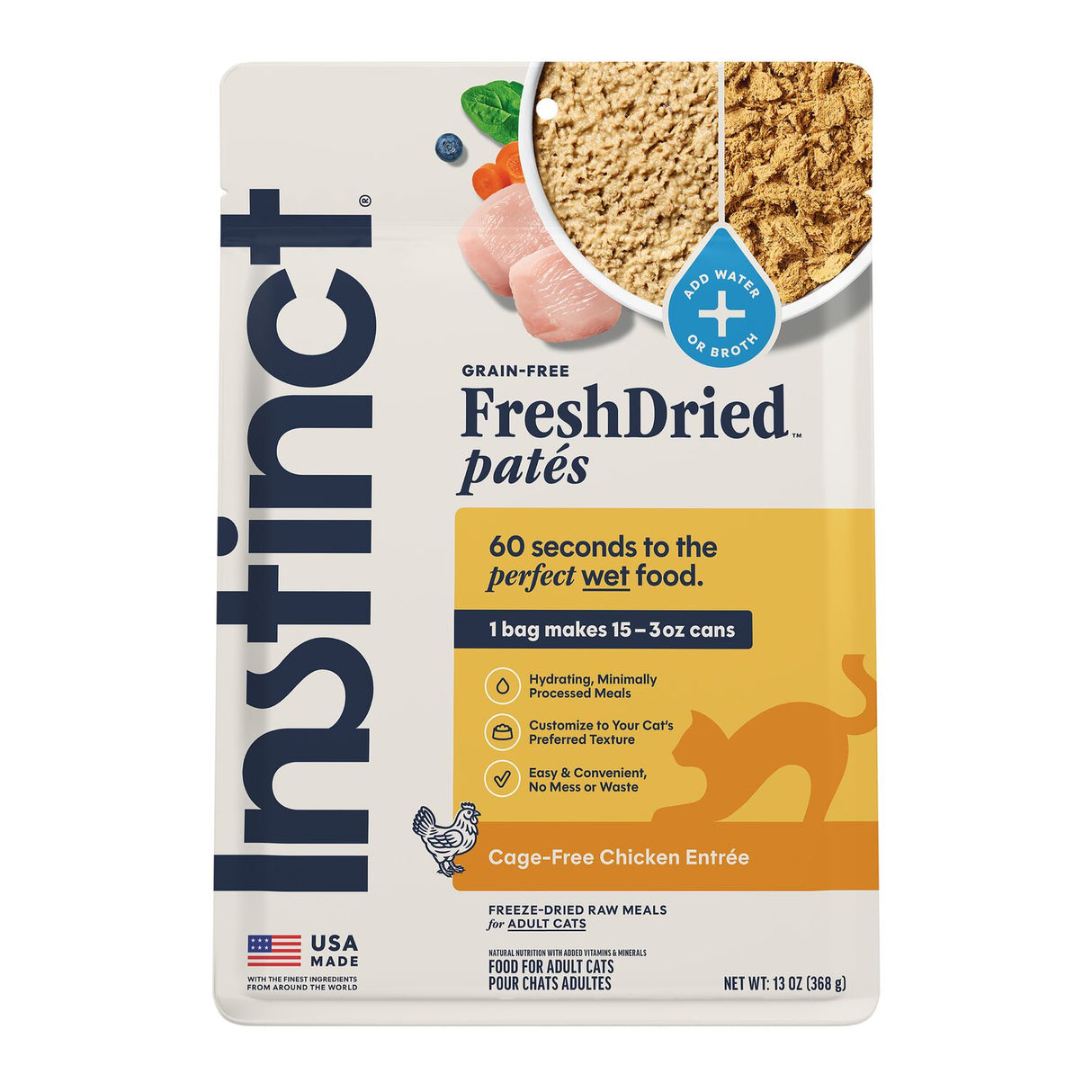 Instinct Freeze Dried Pates Grain Free Chicken Entree Cat Food (13oz bag)