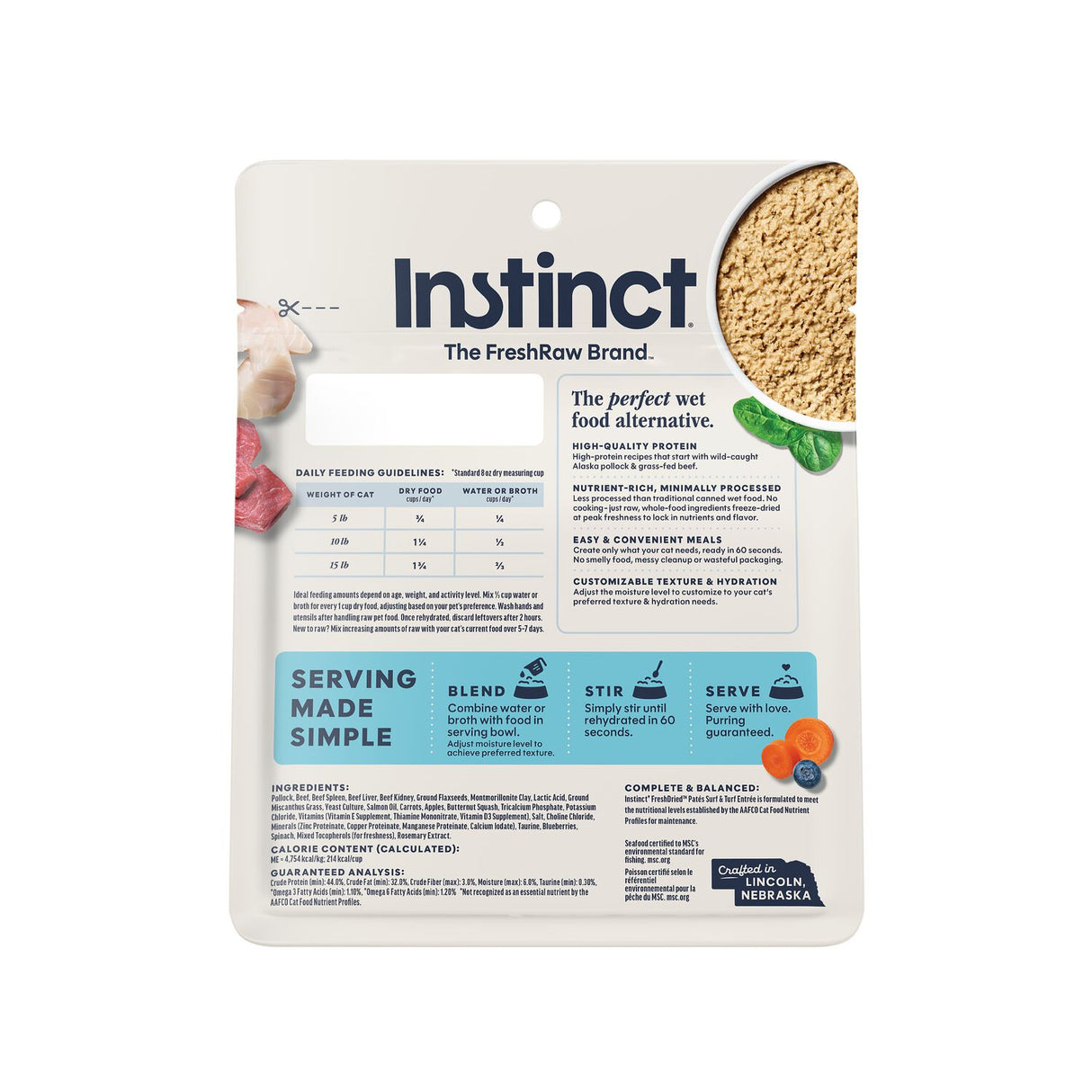 Instinct Fresh Dried Pates Grain Free Surf & Turf Cat Food  (13oz bag)