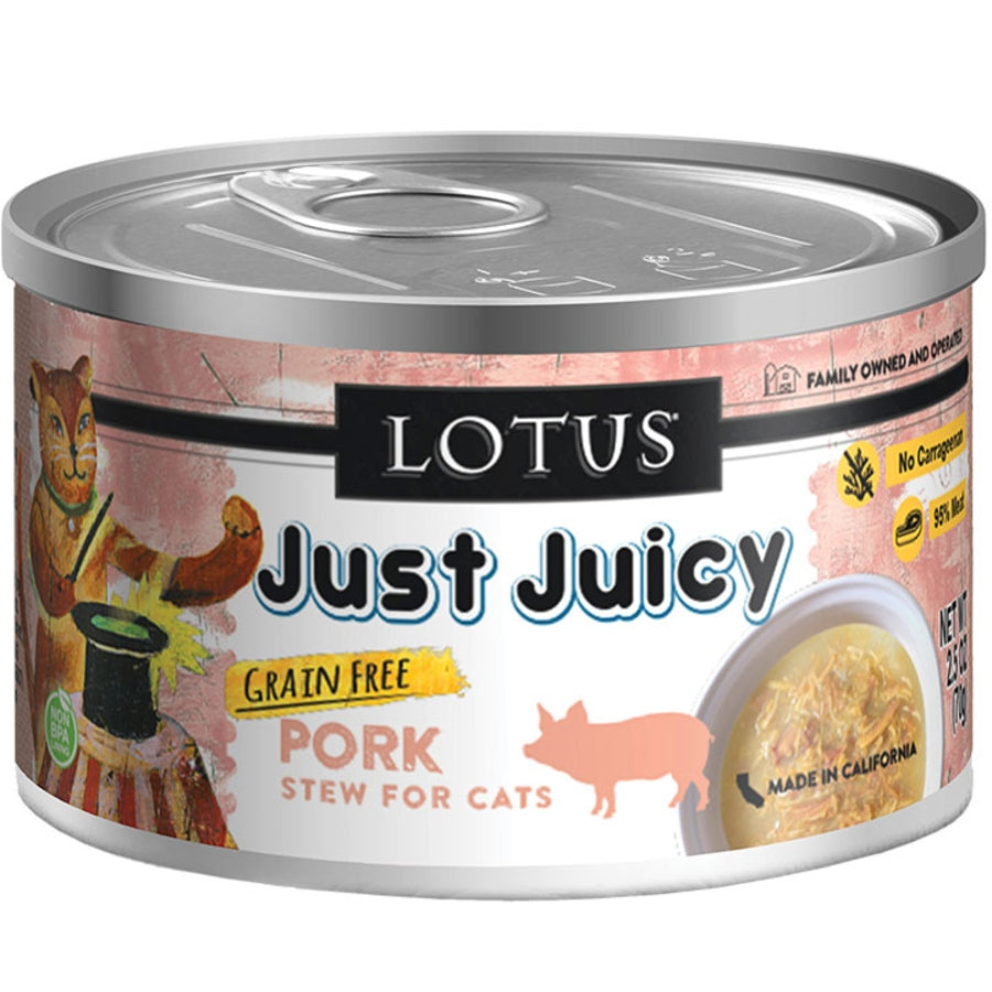 Lotus Just Juicy Grain Free Pork Stew Wet Cat Food (2.5oz can)