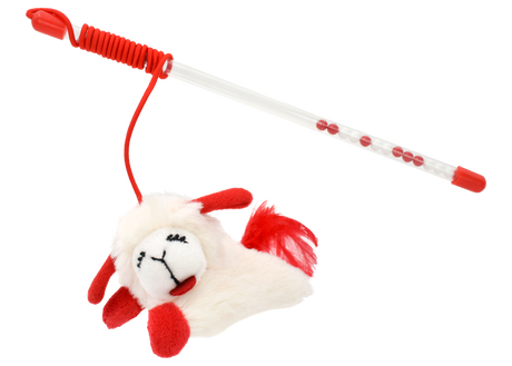 Multipet Lamb Chop Wand Refillable Cat Toy (12")