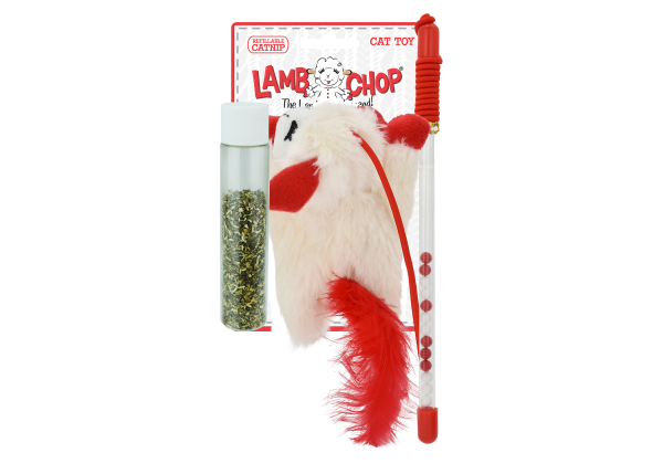 Multipet Lamb Chop Wand Refillable Cat Toy (12")