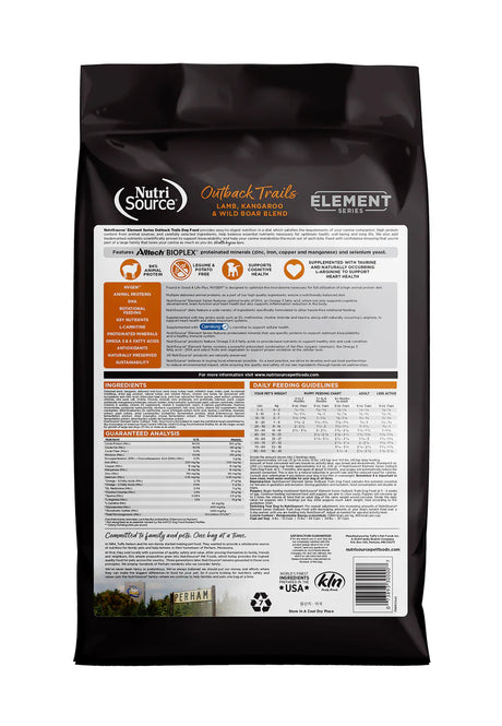NutriSource Elements Outback Trails Lamb, Kangaroo & Wild Boar Blend Dry Dog Food (4lb Bag)