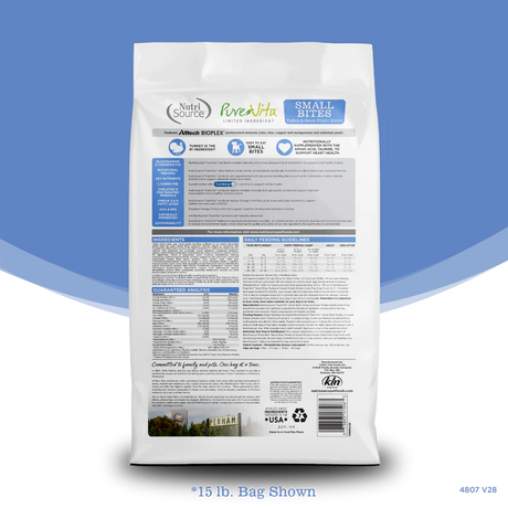 NutriSource Pure Vita Grain Free Turkey & Sweet Potato Small Bites Dry Dog Food (4lb Bag)