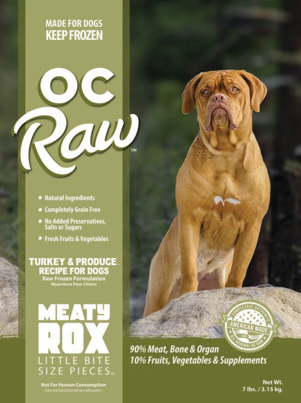 OC Raw Turkey & Produce Meaty Rox Frozen Raw Dog Food (3lb bag)