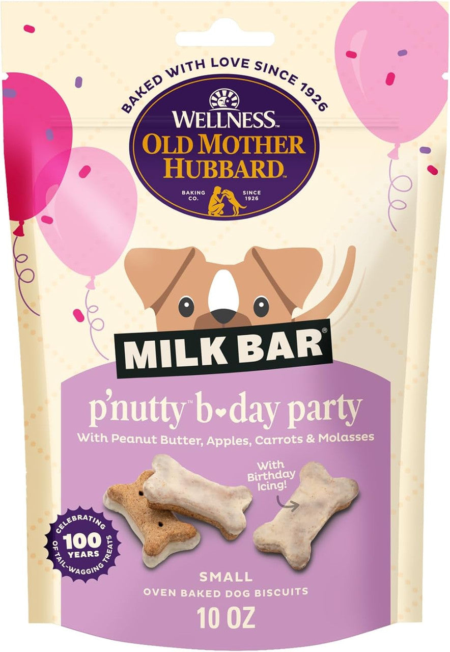 Old Mother Hubbard Milk Bar P'Nutty B-day Party Oven Baked Dog Biscuits (10oz bag)