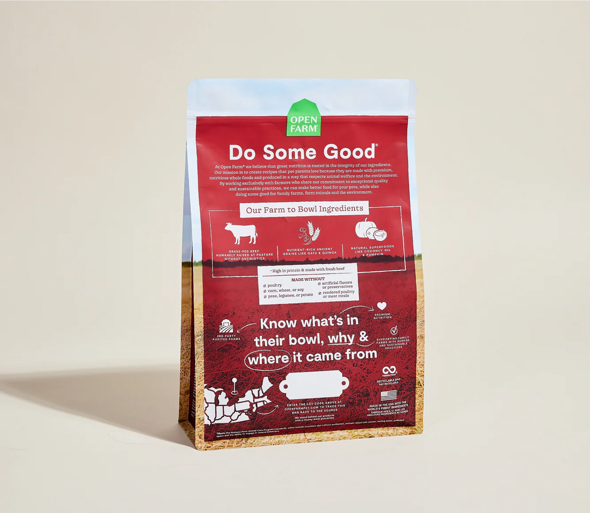 Open Farm Grass-Fed Beef & Ancient Grains Dry Dog Food (11lb Bag)