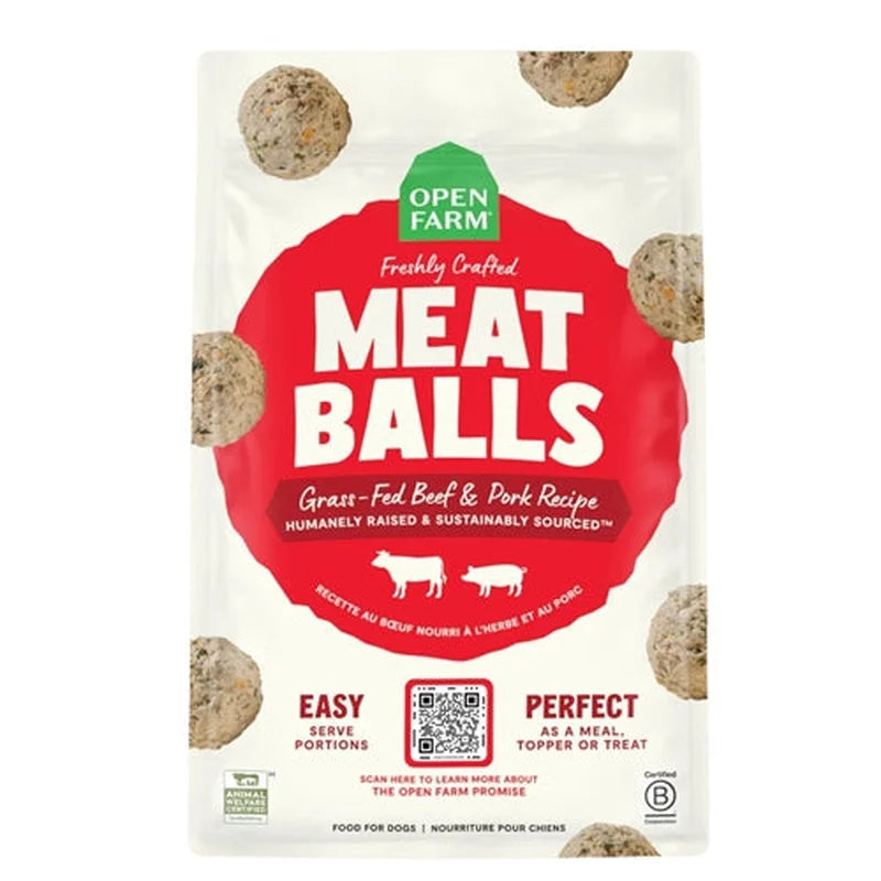 Open Farm Frozen Gently Cooked Meat Balls Grass-Fed Beef & Pork Dog Food (36oz bag)