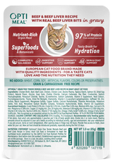 OptiMeal Grain-Free Adult Tender Morsels with Beef & Beef Liver in Gravy Wet Cat Food (3oz pouch)