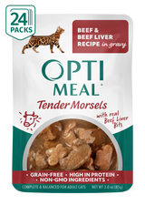 OptiMeal Grain-Free Adult Tender Morsels with Beef & Beef Liver in Gravy Wet Cat Food (3oz pouch)