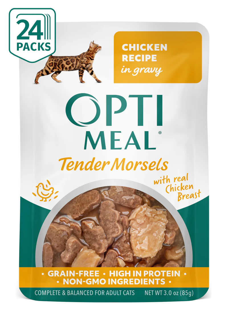 OptiMeal Grain-Free Adult Tender Morsels with Chicken Breast in Gravy Wet Cat Food (3oz pouch)