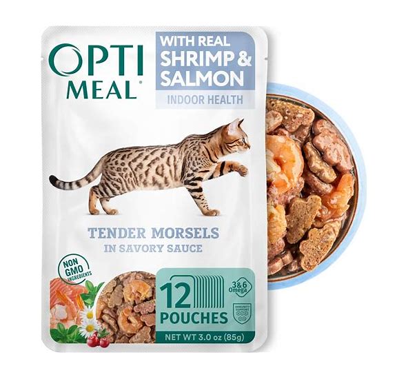 Optimeal Grain-Free Adult Indoor Health Shrimp & Salmon in Savory Sauce Wet Cat Food (3oz pouch)