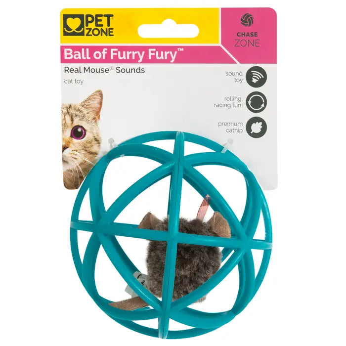 Pet Zone Ball of Furry Fury Cat Toy (Teal)