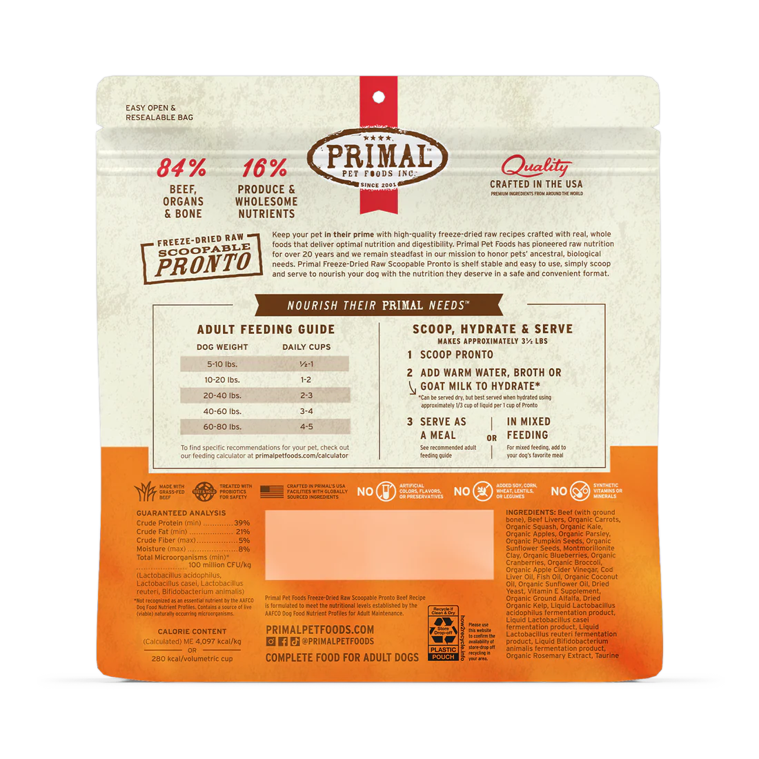 Primal Dog Freeze-Dried Pronto Beef 7oz