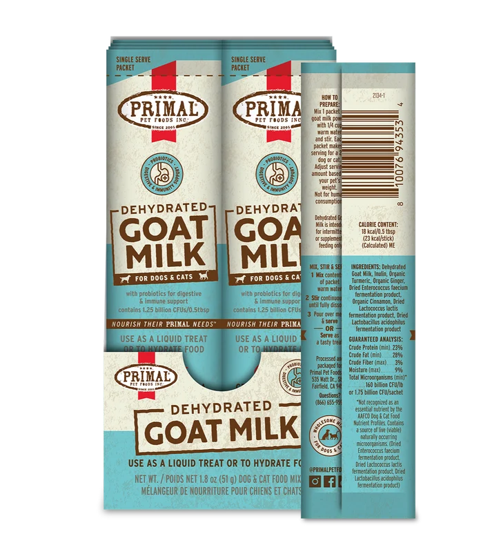 Primal Dehydrated Goat Milk for Dogs & Cats (0.18oz packets)