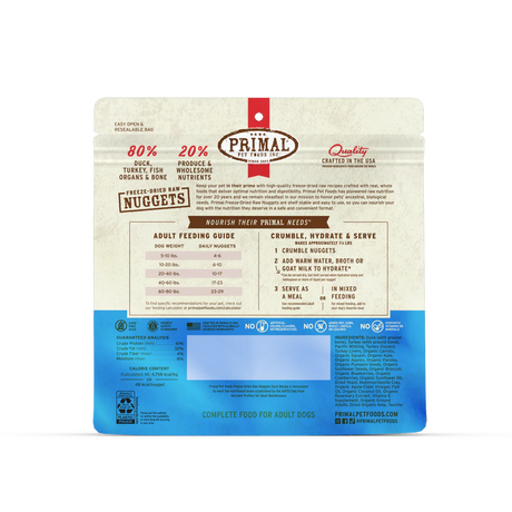 Primal Dog Freeze-Dried Nuggets Duck Formula 14oz