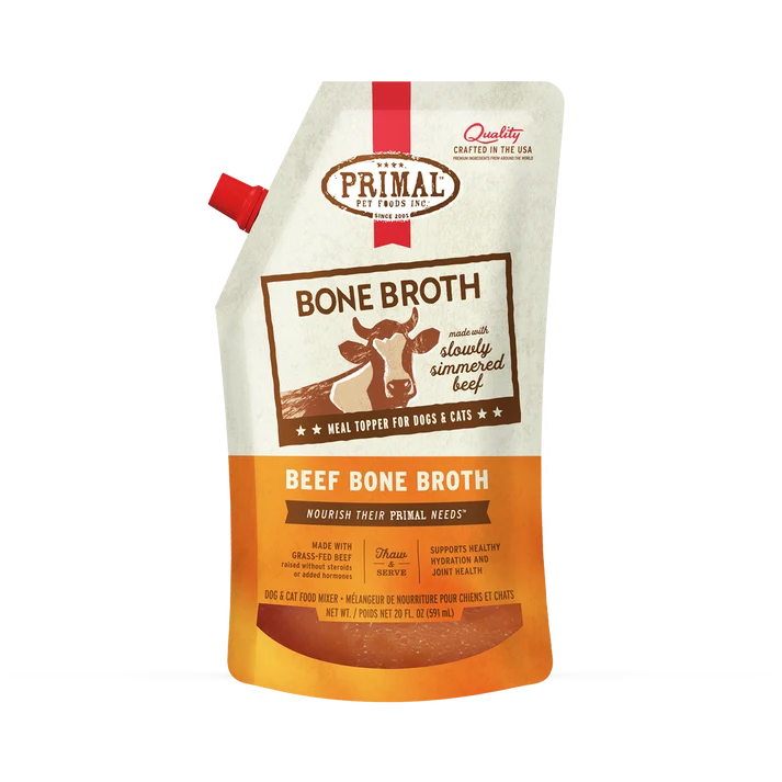 Alimento para perros y gatos Primal Dog & Cat Food Topper Caldo de hueso de res congelado