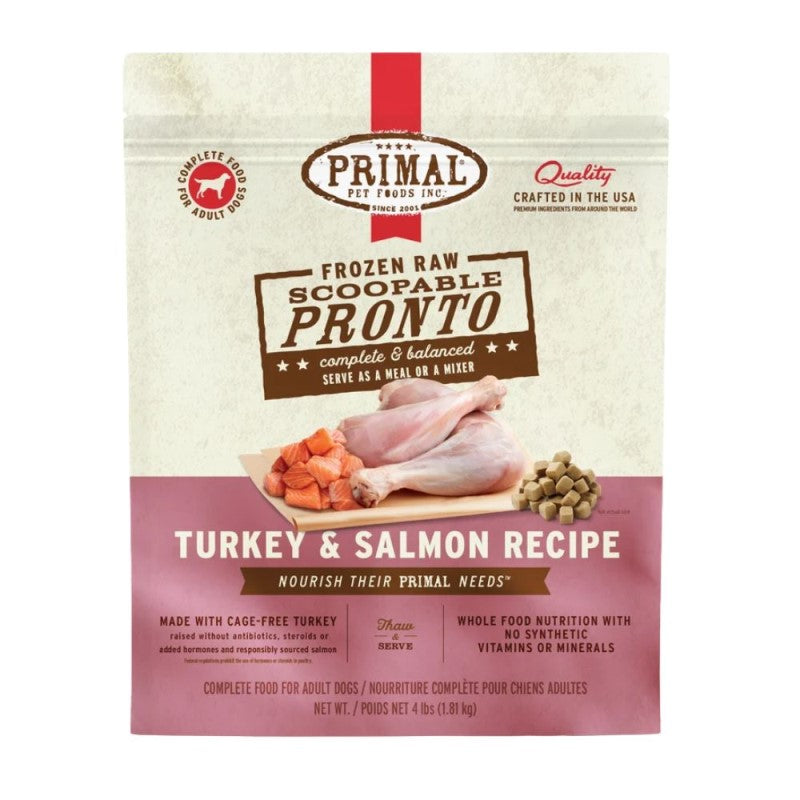 Primal Frozen Raw Pronto Turkey & Salmon Dog Food (4lb bag)