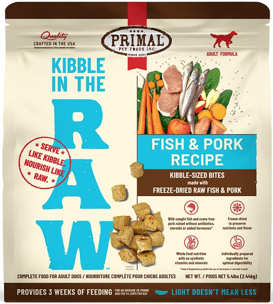 Primal Freeze-Dried Dog Food Kibble in the Raw Fish & Pork Recipe 5.4l ...