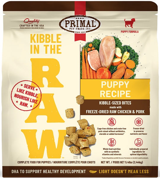 Primal Freeze-Dried Dog Food Kibble in the Raw Puppy Recipe 5.4lb