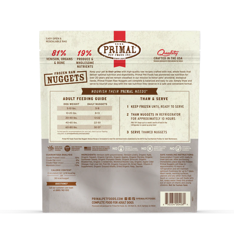 Primal Frozen Raw Nuggets Venison Recipe Dog Food