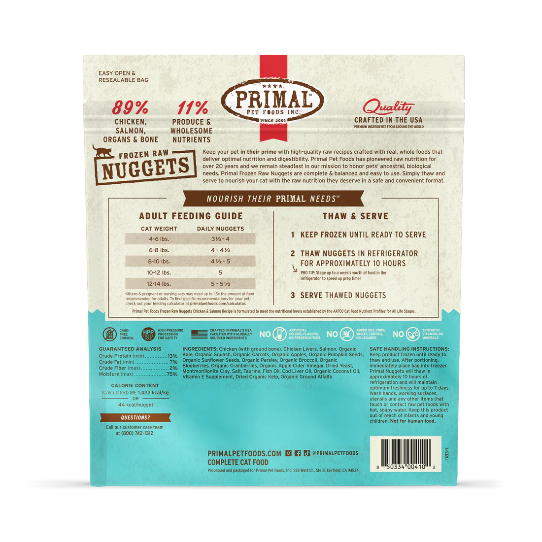 Primal Frozen Raw Nuggets Chicken & Salmon Formula Cat Food