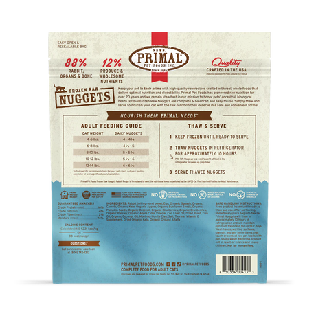 Primal Frozen Raw Nuggets Rabbit Recipe Cat Food